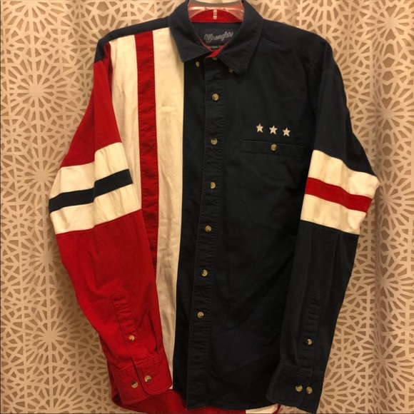 Vintage Wrangler American Flag Button Down - Picture 1 of 8